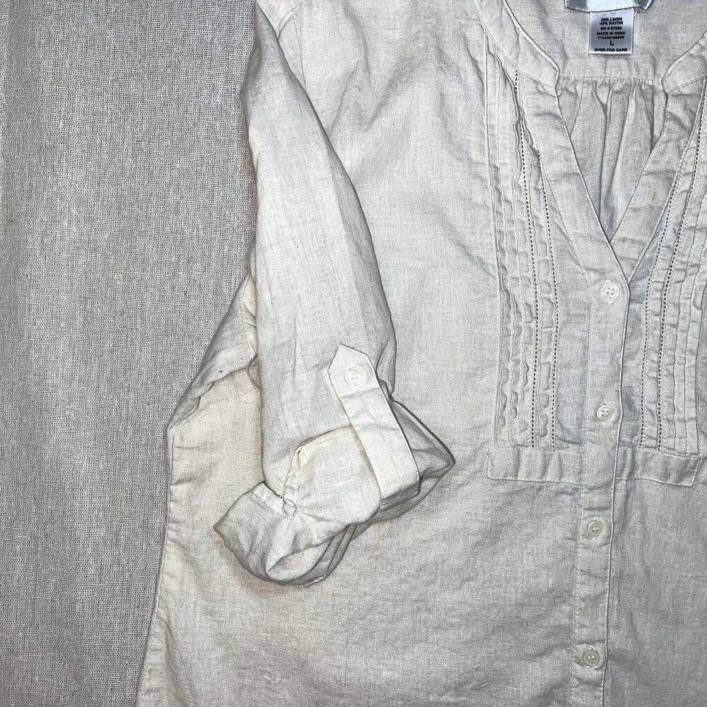 Cathy Daniels | Oatmeal Linen Blend Top | Large - Picture 5 of 8